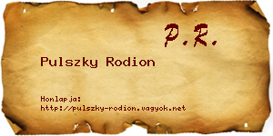 Pulszky Rodion névjegykártya